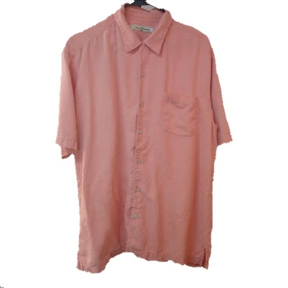Tommy Bahama Silk Shirt Melon Textured Large EUC
